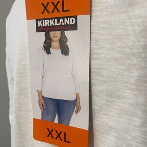 Kirkland Signature Women's Ladies Cotton Slub Tee T-Shirt 3/4 Sleeve Size XXL